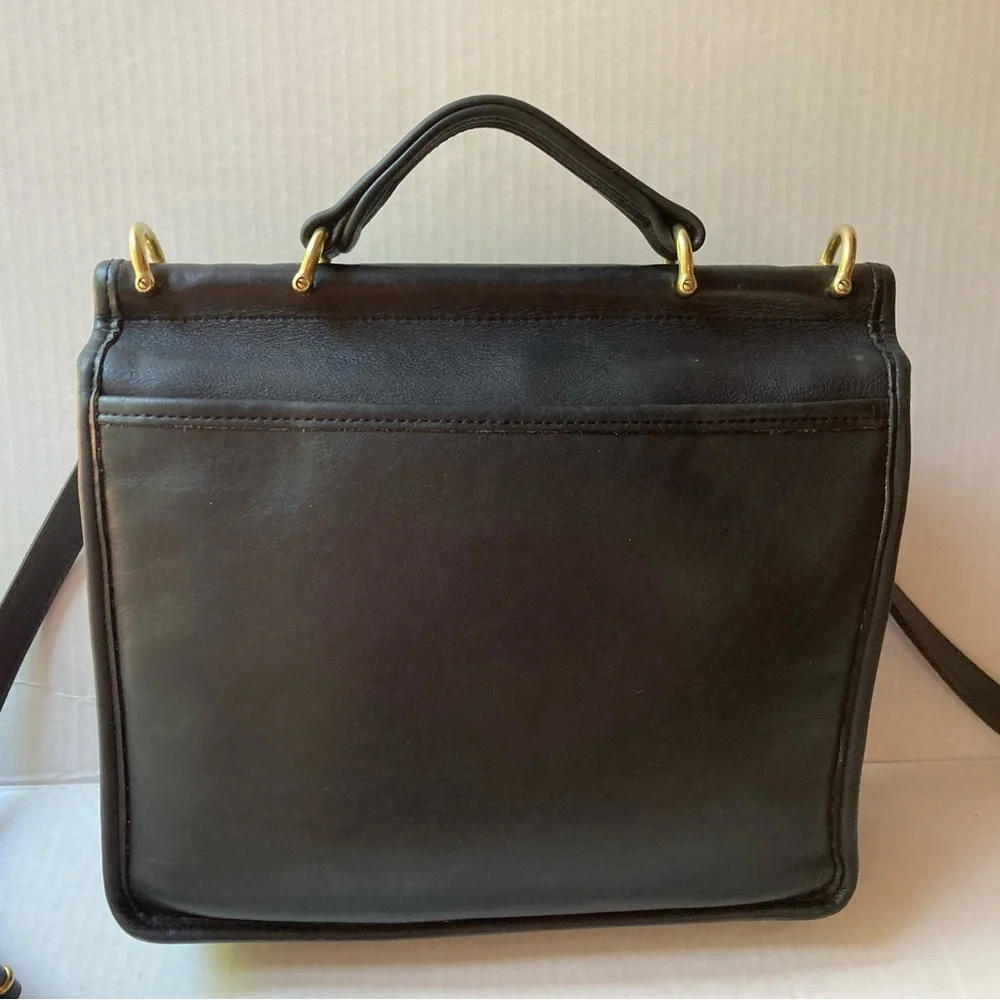 Coach Willis 9927 Black Leather Satchel top handle with Gold Accents - Picture 10 of 15